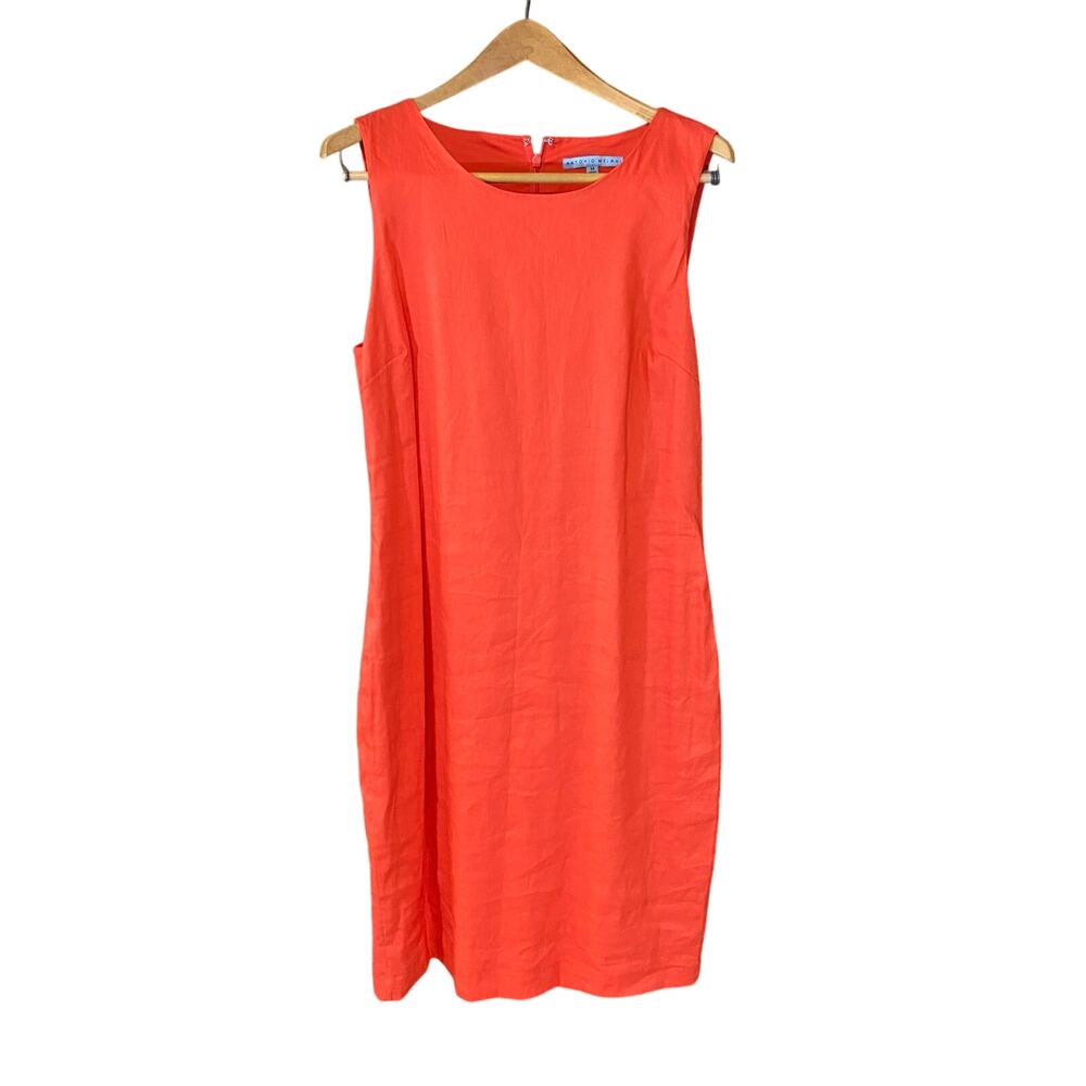 Antonio Melani Orange Linen Blend Sleeveless Sheath Dress Size 14
